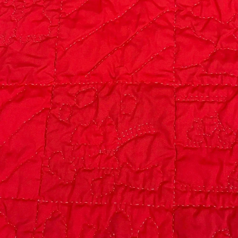 Handmade Vintage Style Patchwork Baby Quilt Red Multi Animal Rainbow 33x30